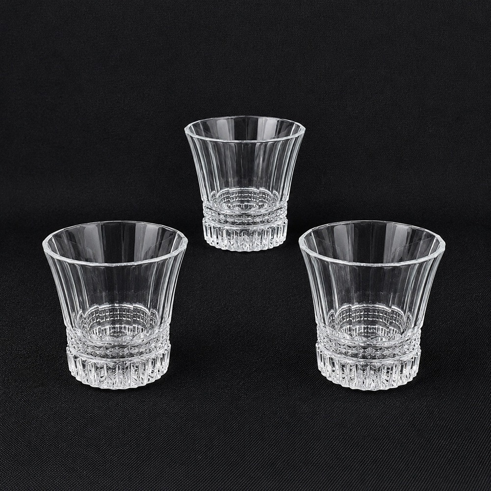 Cristal d Arques Durand Victoria Double Old Fashioned Glasses Set of 3 4 inch